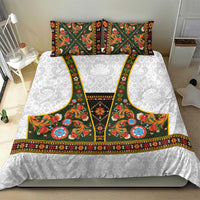 Norwegian Female Bunad Bedding Set with Rosemaling Folk Art Green Color - Wonder Print Shop