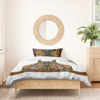 Norwegian Female Bunad Bedding Set with Rosemaling Folk Art Green Color - Wonder Print Shop