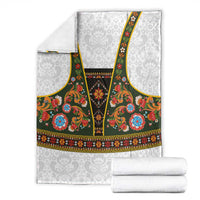 Norwegian Female Bunad Blanket with Rosemaling Folk Art Green Color - Wonder Print Shop