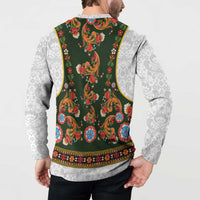 Norwegian Female Bunad Button Sweatshirt with Rosemaling Folk Art Green Color - Wonder Print Shop