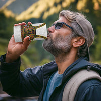 Norwegian Female Bunad 4 in 1 Can Cooler Tumbler with Rosemaling Folk Art Green Color - Wonder Print Shop