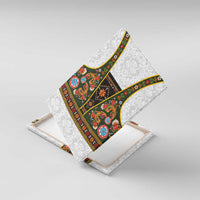 Norwegian Female Bunad Canvas Wall Art with Rosemaling Folk Art Green Color - Wonder Print Shop