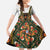 Norwegian Female Bunad Family Matching Off The Shoulder Long Sleeve Dress and Hawaiian Shirt with Rosemaling Folk Art Green Color - Wonder Print Shop