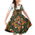Norwegian Female Bunad Family Matching Off Shoulder Short Dress and Hawaiian Shirt with Rosemaling Folk Art Green Color - Wonder Print Shop