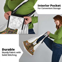 Norwegian Female Bunad Grocery Bag with Rosemaling Folk Art Green Color - Wonder Print Shop