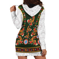 Norwegian Female Bunad Hoodie Dress with Rosemaling Folk Art Green Color - Wonder Print Shop