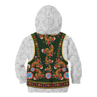 Norwegian Female Bunad Kid Hoodie with Rosemaling Folk Art Green Color - Wonder Print Shop