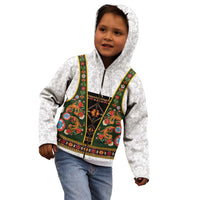 Norwegian Female Bunad Kid Hoodie with Rosemaling Folk Art Green Color - Wonder Print Shop
