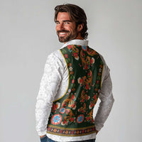 Norwegian Female Bunad Long Sleeve Polo Shirt with Rosemaling Folk Art Green Color - Wonder Print Shop