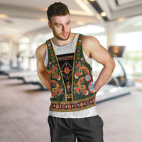 Norwegian Female Bunad Men Tank Top with Rosemaling Folk Art Green Color - Wonder Print Shop