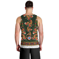 Norwegian Female Bunad Men Tank Top with Rosemaling Folk Art Green Color - Wonder Print Shop