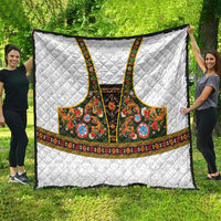Norwegian Female Bunad Quilt with Rosemaling Folk Art Green Color - Wonder Print Shop