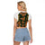 Norwegian Female Bunad Raglan Cropped T Shirt with Rosemaling Folk Art Green Color - Wonder Print Shop