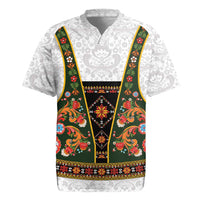 Norwegian Female Bunad Rugby Jersey with Rosemaling Folk Art Green Color - Wonder Print Shop