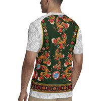 Norwegian Female Bunad Rugby Jersey with Rosemaling Folk Art Green Color - Wonder Print Shop