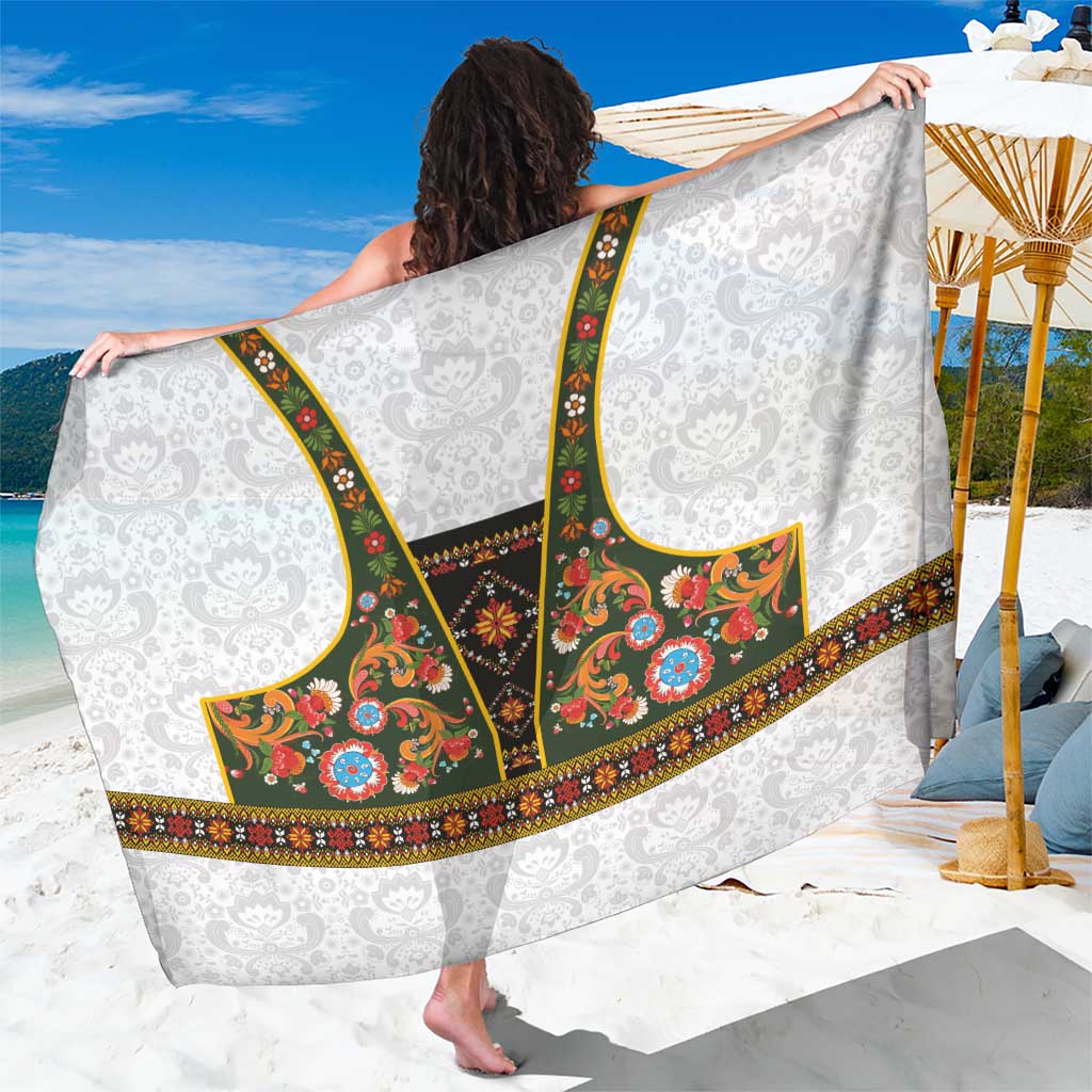 Norwegian Female Bunad Sarong with Rosemaling Folk Art Green Color - Wonder Print Shop