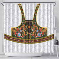 Norwegian Female Bunad Shower Curtain with Rosemaling Folk Art Green Color - Wonder Print Shop
