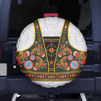 Norwegian Female Bunad Spare Tire Cover with Rosemaling Folk Art Green Color - Wonder Print Shop