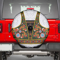 Norwegian Female Bunad Spare Tire Cover with Rosemaling Folk Art Green Color - Wonder Print Shop
