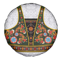 Norwegian Female Bunad Spare Tire Cover with Rosemaling Folk Art Green Color - Wonder Print Shop