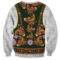 Norwegian Female Bunad Sweatshirt with Rosemaling Folk Art Green Color - Wonder Print Shop