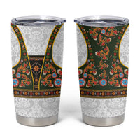 Norwegian Female Bunad Tumbler Cup with Rosemaling Folk Art Green Color - Wonder Print Shop