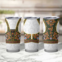 Norwegian Female Bunad Tumbler Cup with Rosemaling Folk Art Green Color - Wonder Print Shop