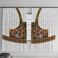 Norwegian Female Bunad Window Curtain with Rosemaling Folk Art Green Color - Wonder Print Shop