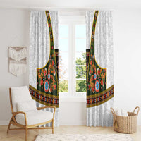 Norwegian Female Bunad Window Curtain with Rosemaling Folk Art Green Color - Wonder Print Shop