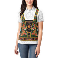 Norwegian Female Bunad Women Polo Shirt with Rosemaling Folk Art Green Color - Wonder Print Shop