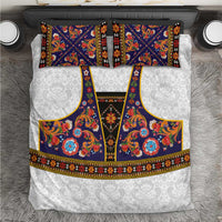 Norwegian Female Bunad Bedding Set with Rosemaling Folk Art Navy Color - Wonder Print Shop