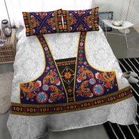 Norwegian Female Bunad Bedding Set with Rosemaling Folk Art Navy Color - Wonder Print Shop