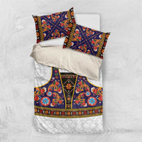 Norwegian Female Bunad Bedding Set with Rosemaling Folk Art Navy Color - Wonder Print Shop