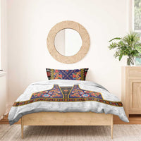 Norwegian Female Bunad Bedding Set with Rosemaling Folk Art Navy Color - Wonder Print Shop