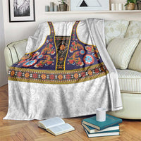 Norwegian Female Bunad Blanket with Rosemaling Folk Art Navy Color - Wonder Print Shop