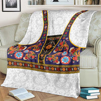 Norwegian Female Bunad Blanket with Rosemaling Folk Art Navy Color - Wonder Print Shop