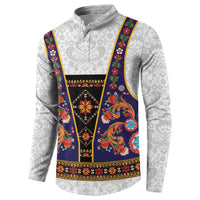 Norwegian Female Bunad Button Sweatshirt with Rosemaling Folk Art Navy Color - Wonder Print Shop