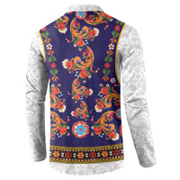 Norwegian Female Bunad Button Sweatshirt with Rosemaling Folk Art Navy Color - Wonder Print Shop