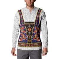 Norwegian Female Bunad Button Sweatshirt with Rosemaling Folk Art Navy Color - Wonder Print Shop