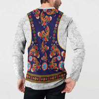 Norwegian Female Bunad Button Sweatshirt with Rosemaling Folk Art Navy Color - Wonder Print Shop