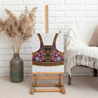 Norwegian Female Bunad Canvas Wall Art with Rosemaling Folk Art Navy Color - Wonder Print Shop