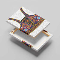 Norwegian Female Bunad Canvas Wall Art with Rosemaling Folk Art Navy Color - Wonder Print Shop