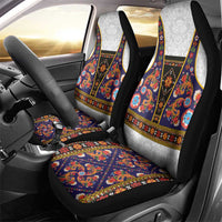 Norwegian Female Bunad Car Seat Cover with Rosemaling Folk Art Navy Color - Wonder Print Shop