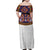 Norwegian Female Bunad Family Matching Off Shoulder Maxi Dress and Hawaiian Shirt with Rosemaling Folk Art Navy Color - Wonder Print Shop