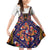 Norwegian Female Bunad Family Matching Off Shoulder Short Dress and Hawaiian Shirt with Rosemaling Folk Art Navy Color - Wonder Print Shop
