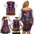 Norwegian Female Bunad Family Matching Off Shoulder Short Dress and Hawaiian Shirt with Rosemaling Folk Art Navy Color - Wonder Print Shop
