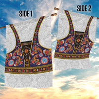 Norwegian Female Bunad Garden Flag with Rosemaling Folk Art Navy Color - Wonder Print Shop