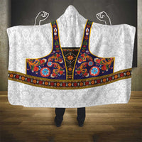 Norwegian Female Bunad Hooded Blanket with Rosemaling Folk Art Navy Color - Wonder Print Shop