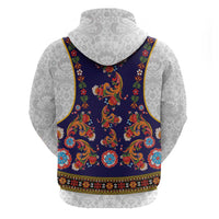 Norwegian Female Bunad Hoodie with Rosemaling Folk Art Navy Color - Wonder Print Shop