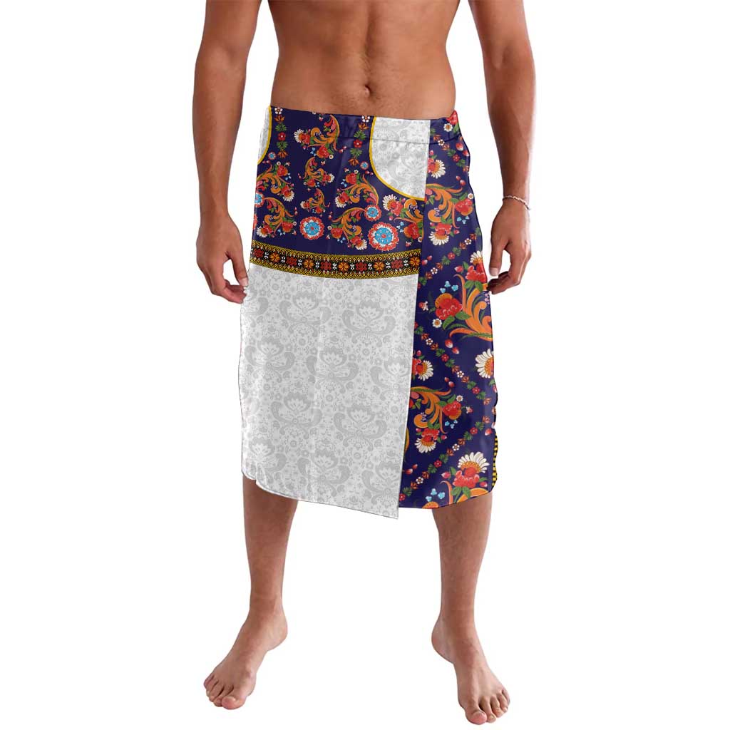 Norwegian Female Bunad Lavalava with Rosemaling Folk Art Navy Color - Wonder Print Shop